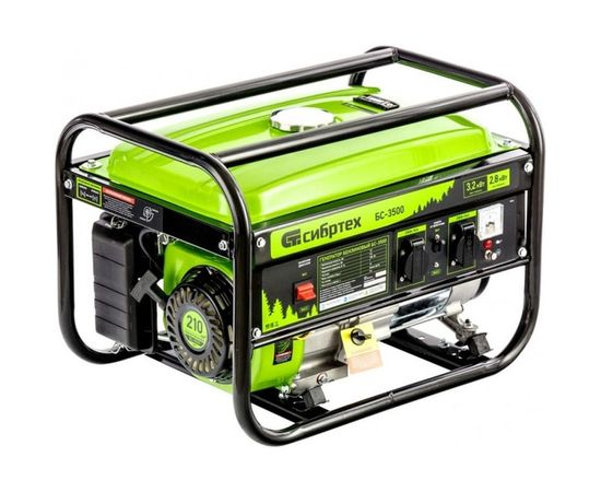 Бензиновый генератор 3,2 кВт, 230В, 4-х такт., 15 л, ручной стартер СИБРТЕХ БС-3500 94544 