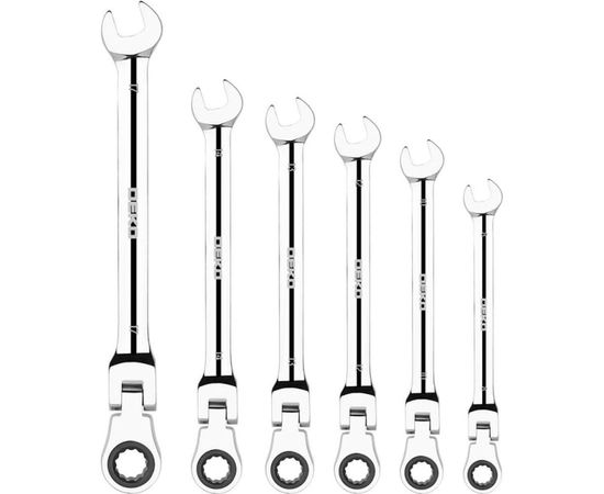 Комбинированные трещоточные шарнирные ключи в наборе DEKO RW02 8-17 мм, 6 предметов 065-0550 