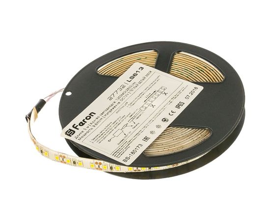 Cветодиодная LED лента 120SMD(3528)/м, 9.6Вт/м, 5м, IP65, 12V, теплый белый Feron LS613 27732 