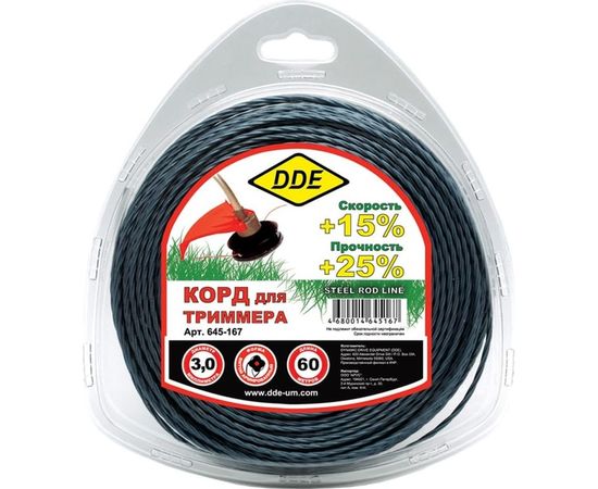 Корд триммерный (3.0 мм; 60 м; витая) DDE 645-167 