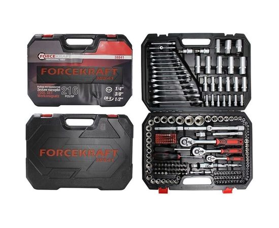 Набор инструментов FORCEKRAFT 216пр, 1/43/81/2 47292 FK-38841 – изображение 3