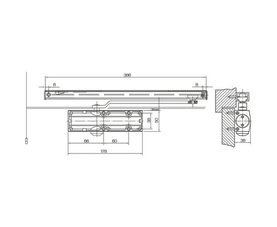 Доводчик DOORLOCK DL100S size 3 со скользящей тягой, белый, с функцией Hold Open 75514 – изображение 4