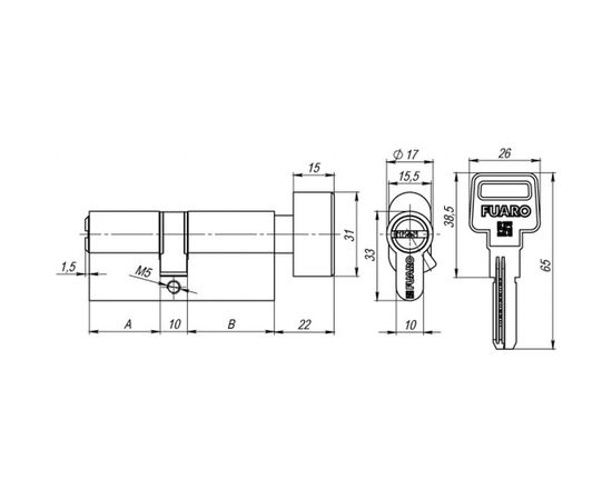 Цилиндровый механизм с вертушкой Fuaro R602/90 mm /45+10+35/ CP хром 5 кл. 32353 – изображение 3