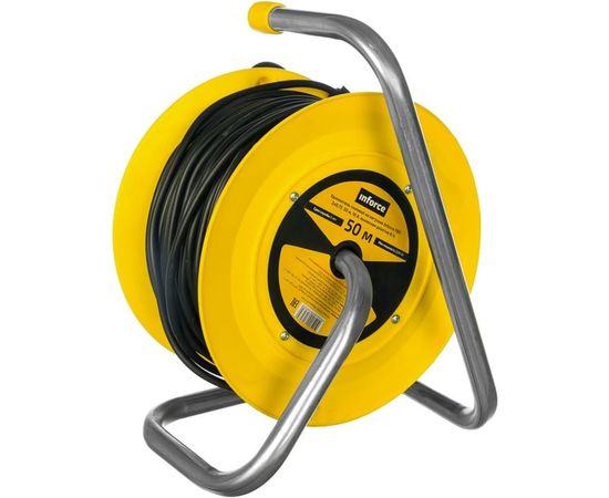 Силовой удлинитель на катушке Inforce К1-О-50 ПВС 2x0.75 50м, 6А, выносная розетка б/з 22050 