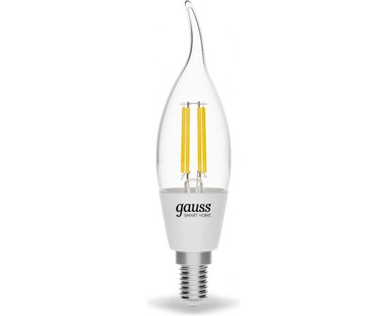 Умная Wi-fi филаментная лампочка Gauss, Smart Light DIM E14 CF35 4,5 Вт 2700-6500K, диммируемая, управление голосом/смартфоном 1260112 