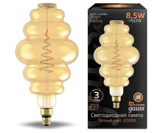 Лампа Gauss LED Filament Honeycomb E27 8.5W Amber 660lm 2000K 1/2 161802105 
