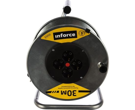 Силовой удлинитель на металлической катушке Inforce К4-Е-30 30 м 4 розетки с з/к 40130 