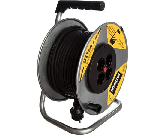 Силовой удлинитель Inforce К4-Е-30 на металлической катушке КГ 3x1.5 30м 16А, 4 розетки с з/к 44130 – изображение 5