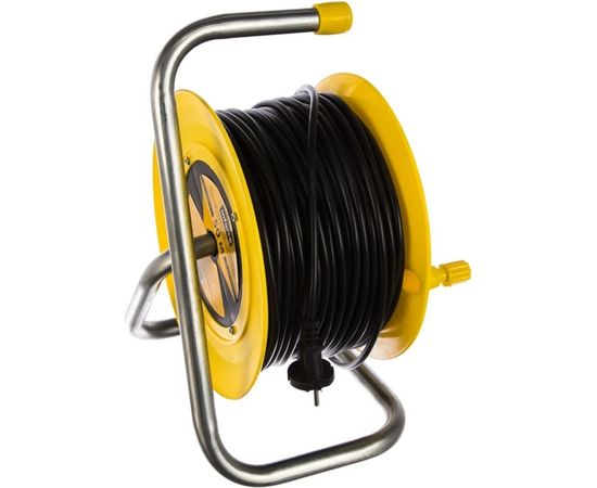 Силовой удлинитель на катушке Inforce К4-О-50 ПВС 2x0.75 50м, 6А, 4 встр. розетки б/з 24050 – изображение 6