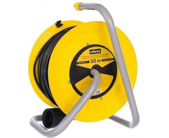 Силовой удлинитель на катушке Inforce К1-О-50 ПВС 2x0.75 50м, 6А, выносная розетка б/з 22050 – изображение 6