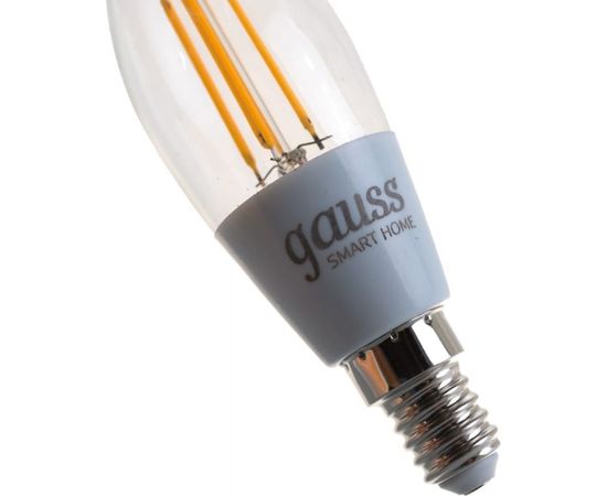 Умная Wi-fi филаментная лампочка Gauss, Smart Light DIM E14 CF35 4,5 Вт 2700-6500K, диммируемая, управление голосом/смартфоном 1260112 – изображение 3