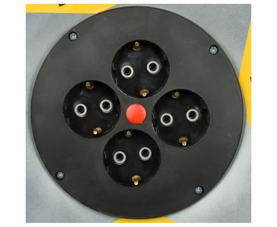 Силовой удлинитель на металлической катушке Inforce К4-Е-50 50 м 4 розетки с з/к 44150 – изображение 2