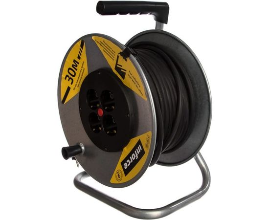 Силовой удлинитель Inforce К4-Е-30 на металлической катушке КГ 3x1.5 30м 16А, 4 розетки с з/к 44130 – изображение 6