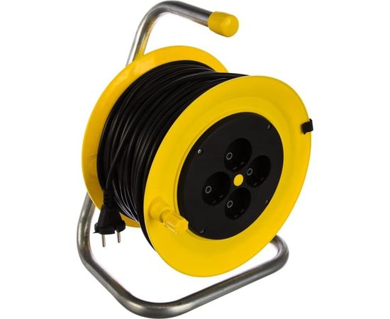 Силовой удлинитель на катушке Inforce К4-О-50 ПВС 2x0.75 50м, 6А, 4 встр. розетки б/з 24050 – изображение 5