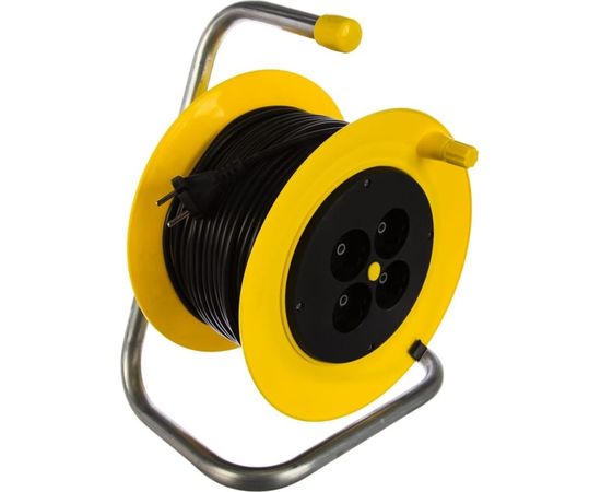 Силовой удлинитель на катушке Inforce К4-О-30 ПВС 2x0.75 30м, 6А, 4 встр. розетки б/з 24030 – изображение 4