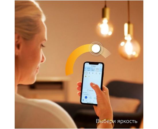 Умная Wi-fi филаментная лампочка Gauss, Smart Light DIM E14 CF35 4,5 Вт 2700-6500K, диммируемая, управление голосом/смартфоном 1260112 – изображение 7