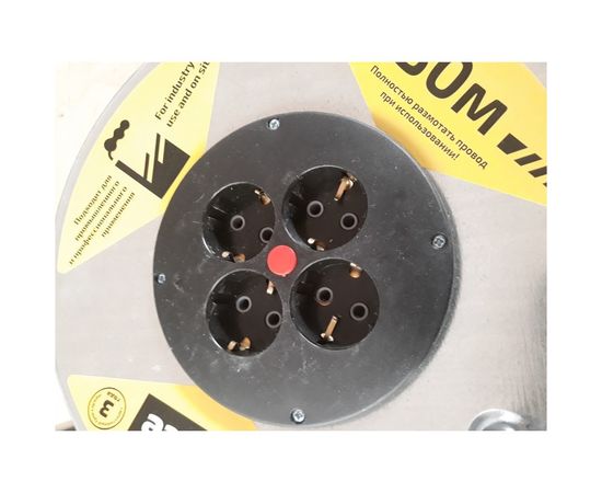 Силовой удлинитель Inforce К4-Е-30 на металлической катушке КГ 3x1.5 30м 16А, 4 розетки с з/к 44130 – изображение 4