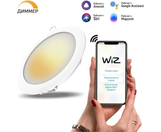 Умный Wi-fi встраиваемый светильник Gauss, Smart Light DIM 16 Вт 2700-6500K, диммируемый, управление голосом/смартфоном 2020122 