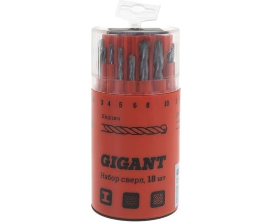 Набор сверл по металлу, кирпичу, дереву (18 шт; 3-10 мм) Gigant G-11120 – изображение 8