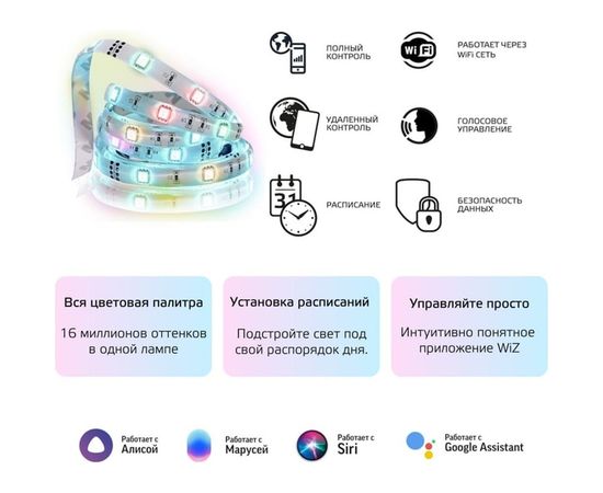 Светодиодная лента Gauss, Smart Home тип RGBW CCT+DIM 3м 1/20 5010122 – изображение 8