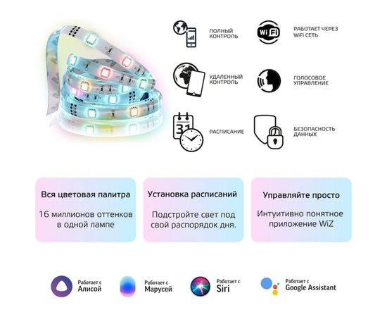 Светодиодная лента Gauss, Smart Home RGBW тип CCT+DIM 5м 1/20 5020122 – изображение 4