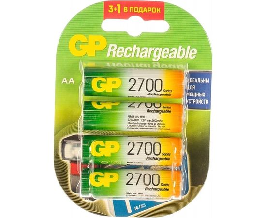 Перезаряжаемые аккумуляторы GP AA 2650 мАч 4 шт 270AAHC3/12CR4 