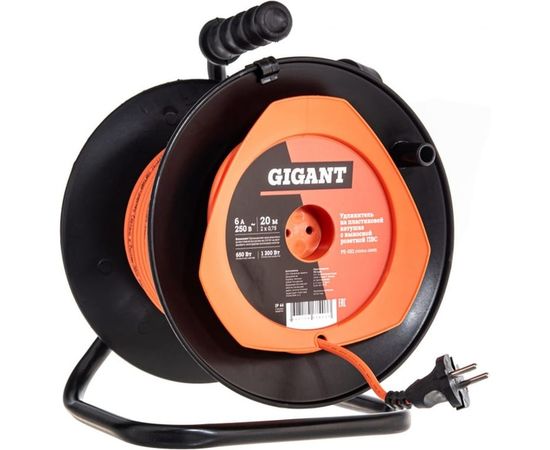 Удлинитель на пластиковой катушке Gigant ПВС 2х0,75 6A 20м IP44 PE-032 – изображение 8