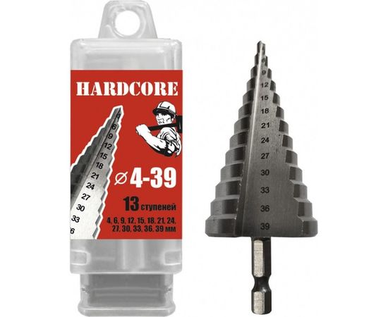 Сверло по металлу шаговое (4-39 мм; 13 ступеней) Hardcore 142439 