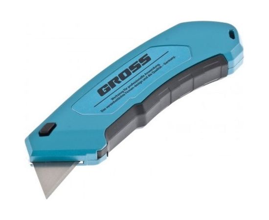 Нож 130 мм, алюминиевый корпус, выдвижное трапецевидное лезвие 18 мм GROSS 78899 – изображение 2