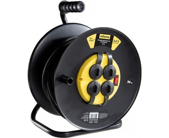 Силовой удлинитель на катушке Inforce 4 гнезда, с/з КГт 3х2,5 16A 30м IP44 09-15-03 