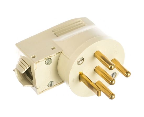 Силовая вилка Legrand 3К+Н+З 20A выход кабеля сбоку, слоновая кость 55157 