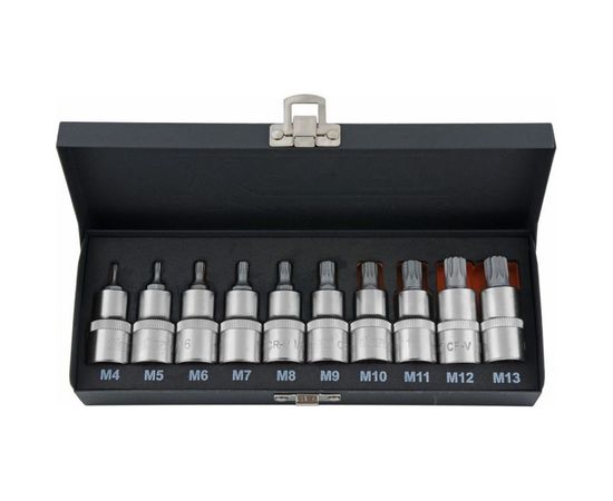 Набор насадок торцевых с вставками-битами SPLINE (1/2" DR; M4-M13; 10 шт) KRAFT KT 700689 