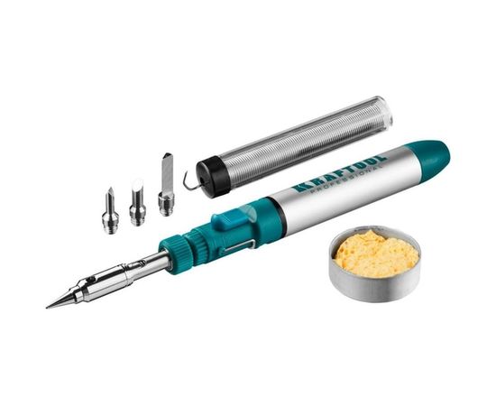 Набор, паяльник газовый, 3в1, 4 насадки, припой, чистка жал, 1300С KRAFTOOL 55504-H8 