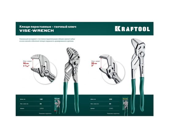 Переставные клещи KRAFTOOL 180мм, гаечный ключ 22063 – изображение 5