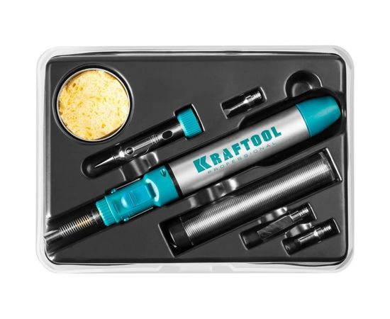 Набор, паяльник газовый, 3в1, 4 насадки, припой, чистка жал, 1300С KRAFTOOL 55504-H8 – изображение 4