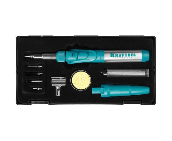 Набор, паяльник газовый, 3в1, пьезоподжиг, 5 насадок, припой 1300С KRAFTOOL "PRO" 55503-H10 – изображение 12