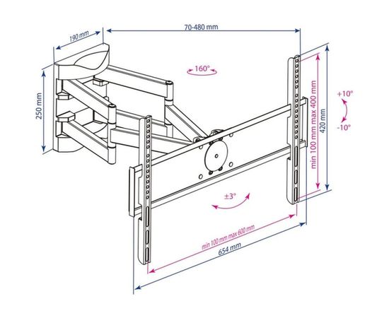 TV кронштейн Kromax ATLANTIS 55 black 29008 – изображение 4