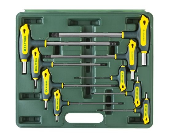 Т-образные имбусовые ключи HEX с шариком, 9шт в боксе Kraftool INDUSTRIE 27454-H9 – изображение 2