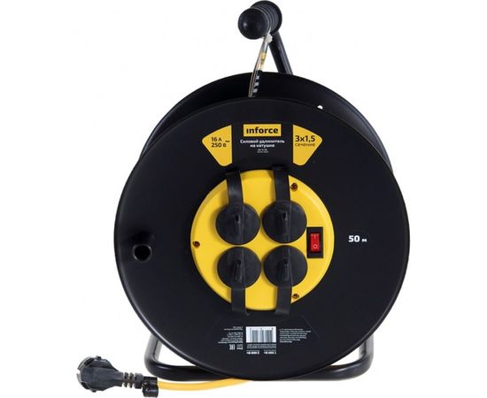 Силовой удлинитель на катушке Inforce 4 гнезда, с/з ПВС 3х1,5 16A 50м IP44 09-15-06 – изображение 9
