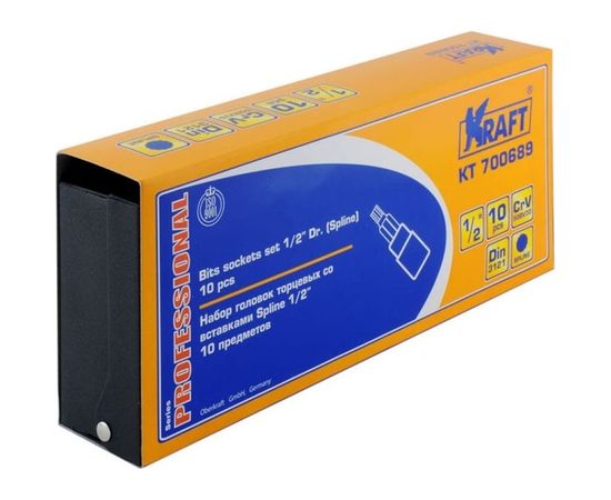 Набор насадок торцевых с вставками-битами SPLINE (1/2" DR; M4-M13; 10 шт) KRAFT KT 700689 – изображение 2