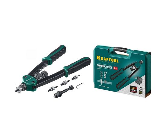 Комбинированный двуручный заклепочник Kraftool Combo2-M10 в кейсе 31181, резьбовые М5-М10, 31181 – изображение 4