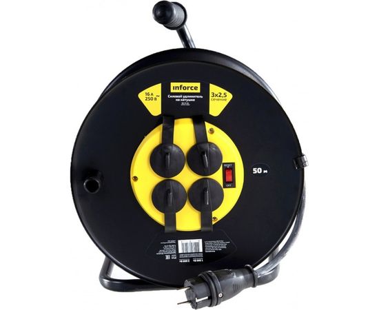 Силовой удлинитель на катушке Inforce 4 гнезда, с/з КГт 3х2,5 16A 50м IP44 09-15-04 – изображение 5