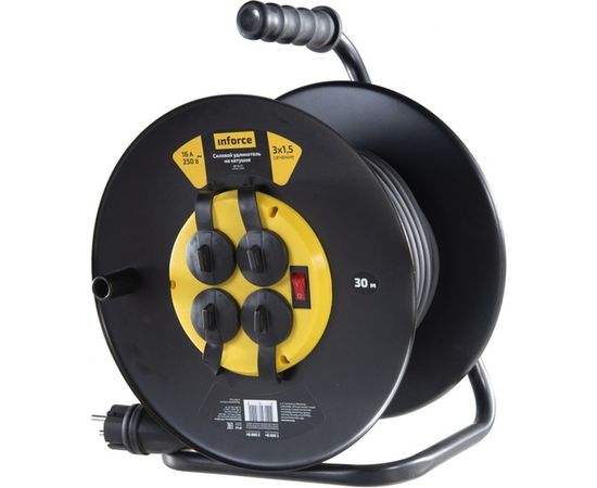 Силовой удлинитель на катушке Inforce 4 гнезда, с/з КГт 3х1,5 16A 30м IP44 09-15-01 – изображение 10