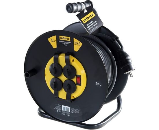 Силовой удлинитель на катушке Inforce 4 гнезда, с/з КГт 3х2,5 16A 30м IP44 09-15-03 – изображение 7