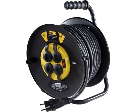 Силовой удлинитель на катушке Inforce 4 гнезда, с/з КГт 3х2,5 16A 50м IP44 09-15-04 – изображение 6