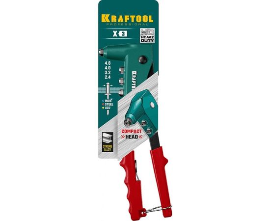 Заклепочник с литым корпусом Kraftool "X-3" для заклёпок 2.4-4.8 мм - алюминий и сталь, 2.44.0 - нерж сталь 31170_z01 – изображение 3