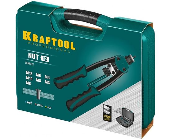 Резьбовой двуручный заклепочник Kraftool NUT-12 в кейсе, для резьбовых заклепок М3-М12 31183 – изображение 7