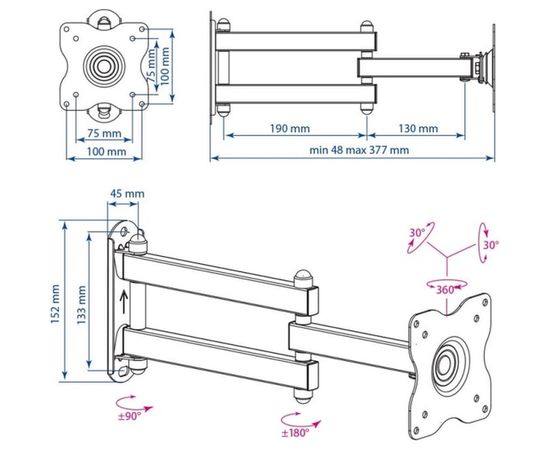 TV кронштейн Kromax DIX 15 black 20202 – изображение 6