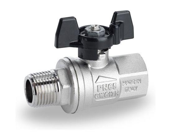 Усиленный шаровой кран RuB BRESСIA (S.33), 1" DN25 PN65, ВР-НР бабочка S33F26 