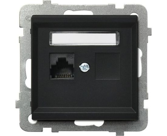 Компьютерная розетка Ospel Sonata 1-я, категория 5e, RJ-45, без рамки, черный металлик GPK-1R/K/m/33 